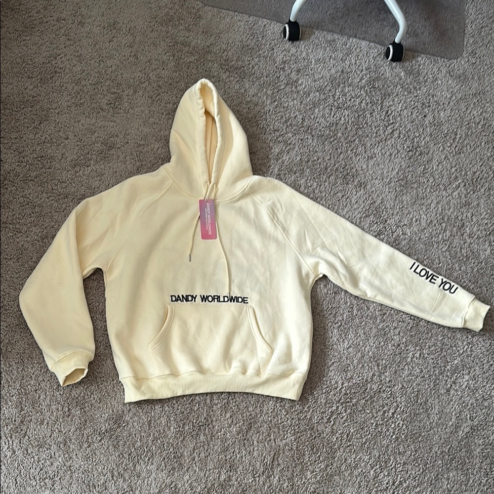 Dandy Worldwide “Words of Affirmation” Oversized Lux Hoodie in Cream